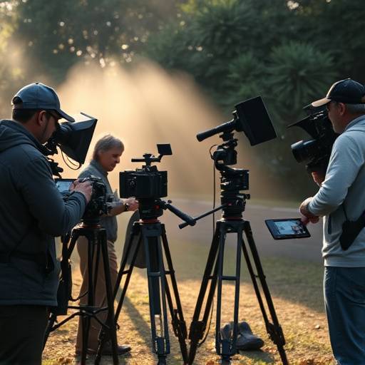 Equipo de producción trabajando en un set de filmación