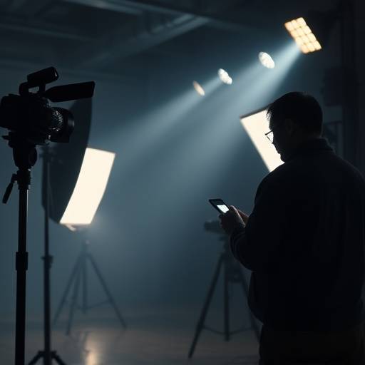 Escena de un cortometraje filmado en un estudio