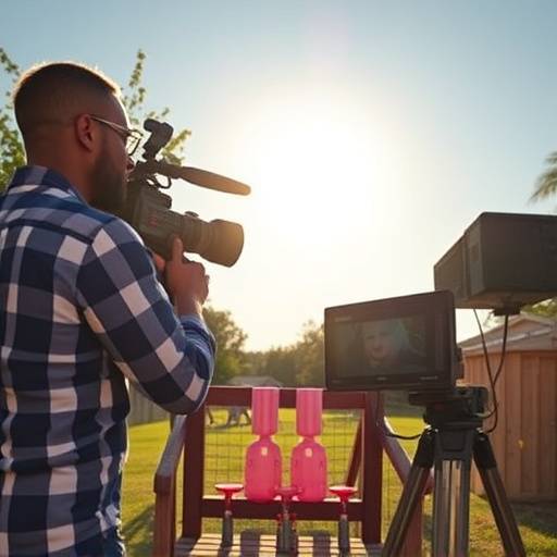 Grabación de un comercial de televisión en exteriores