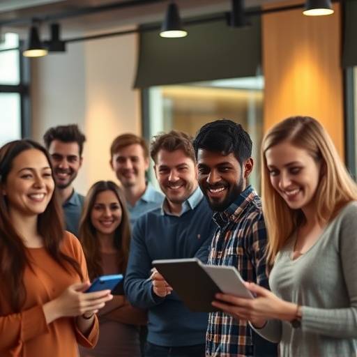 Un grupo diverso de personas conectadas digitalmente, representando las cookies de terceros.