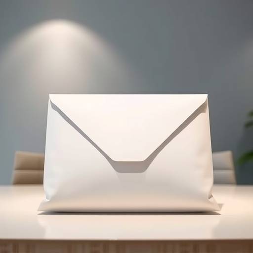 Un sobre blanco sobre una mesa, representando el contacto con la empresa